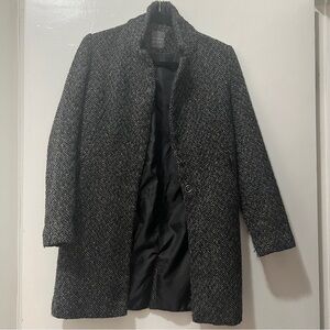 Primark Gray-White Tweed Herringbone Coat